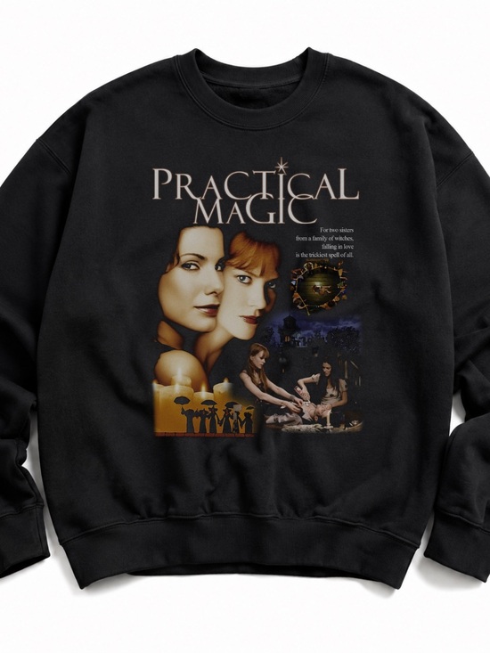 Gildan Tops - Practical Magic Graphic Crewneck Sweatshirt - Black